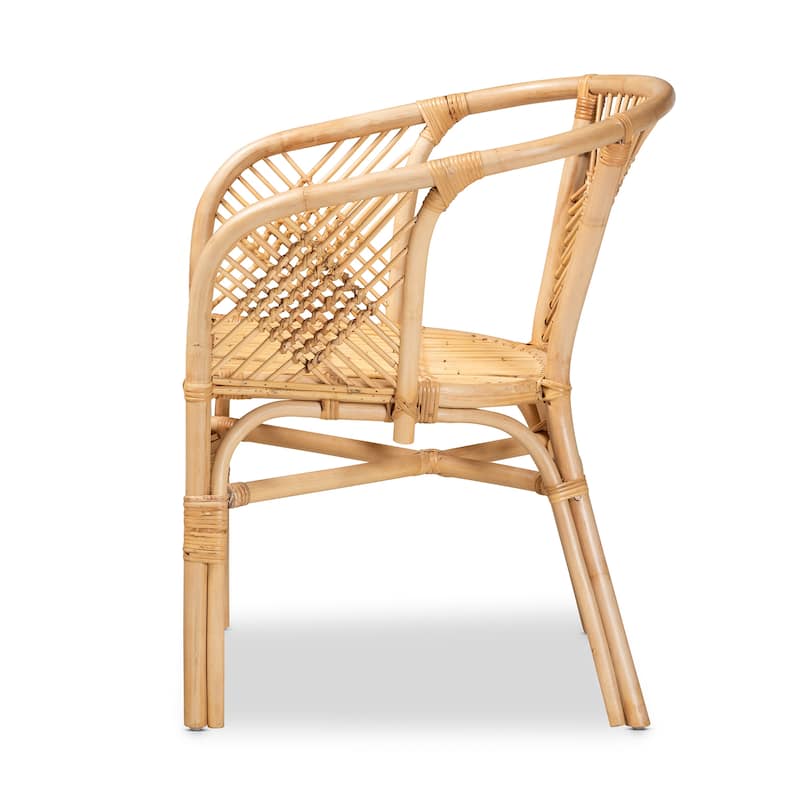 Kagama Modern Bohemian Natural Brown Rattan Dining Chair