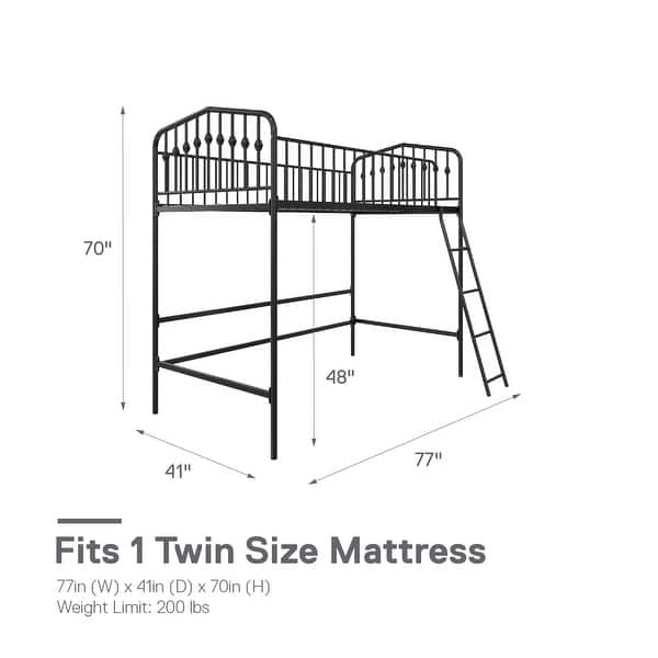 dimension image slide 0 of 3, The Novogratz Bushwick Metal Loft Bed