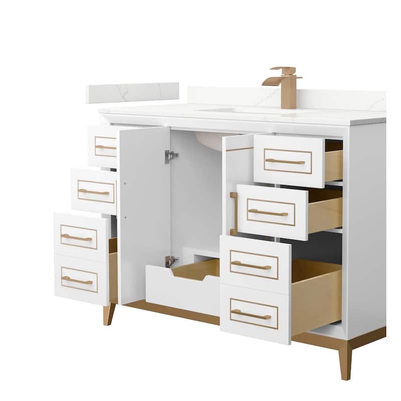 Wyndham Collection WCH515148S-QTZ-UNSMXX Marlena 48" Free Standing