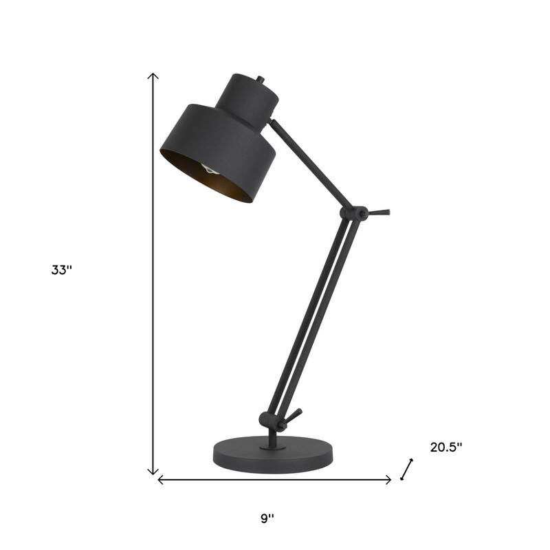 33" Modern Black Adjustable Desk Lamp with Dimmable Light and Metal Cone Shade Plug-In Cord - 33”H x 9”W x 20.5”D