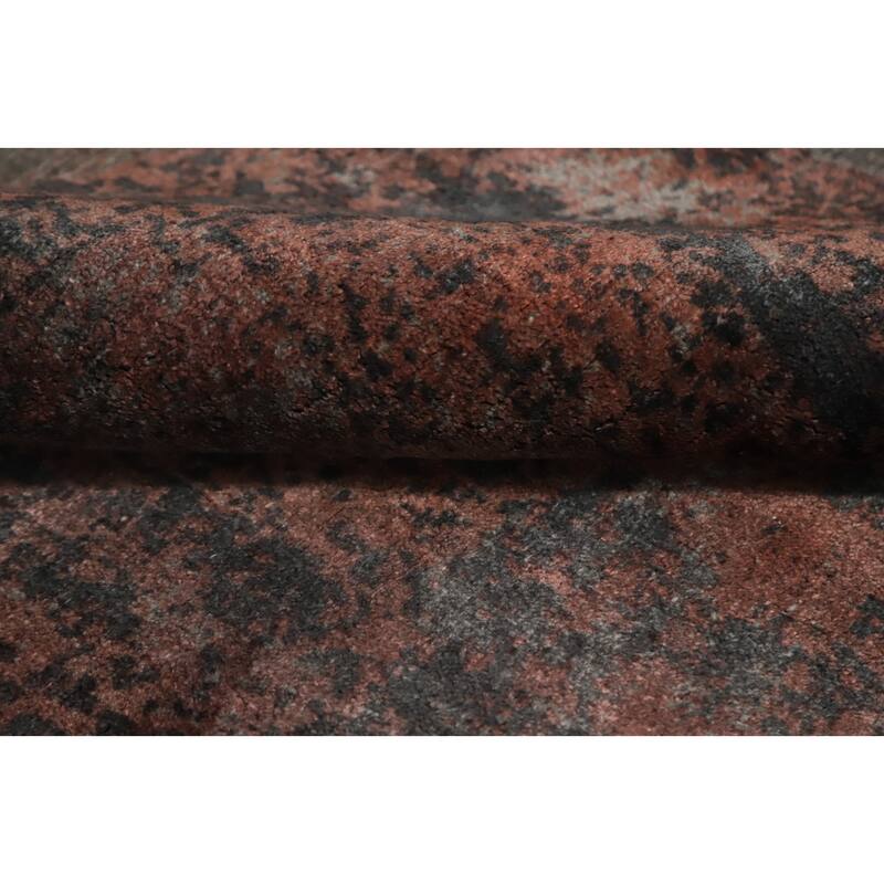 Hand Knotted Oriental Viscose Silk Carpet Modern Abstract Oranges & Rust Abstract Area Rug - 7' 9'' X 5' 9''