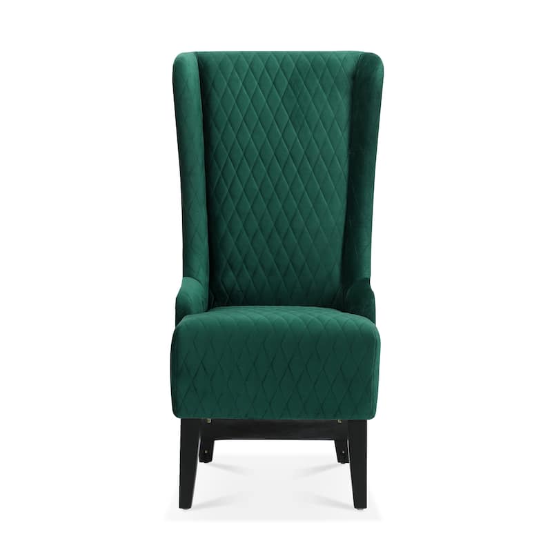 Upholstered Velvet Accent Chair with High Wingback and Wooden Legs