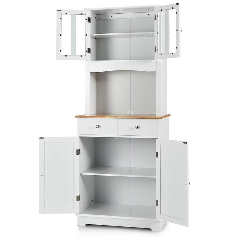 Gymax Buffet Hutch Kitchen Storage Cabinet w/ Microwave Stand Storage - See Details