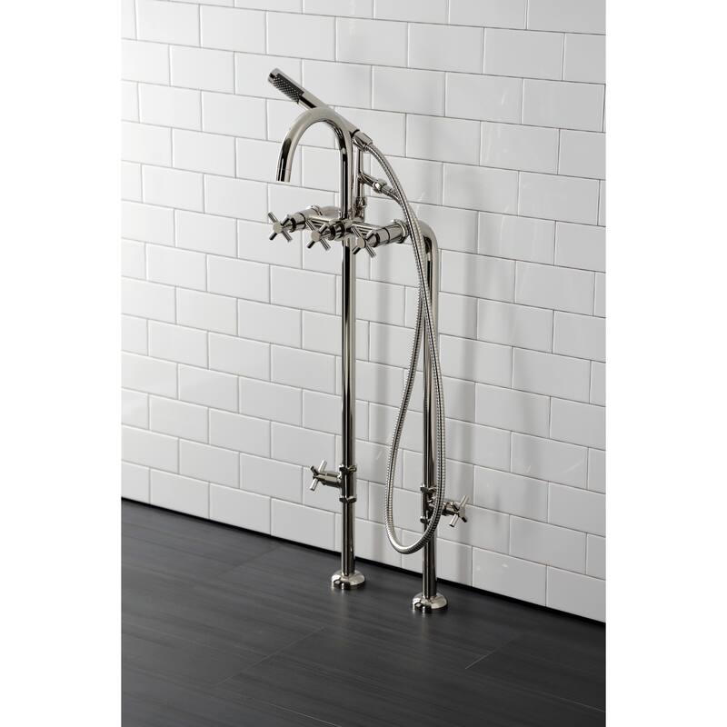 Kingston Brass Concord Freestanding Tub Faucet with Supply Line - Polished Nickel