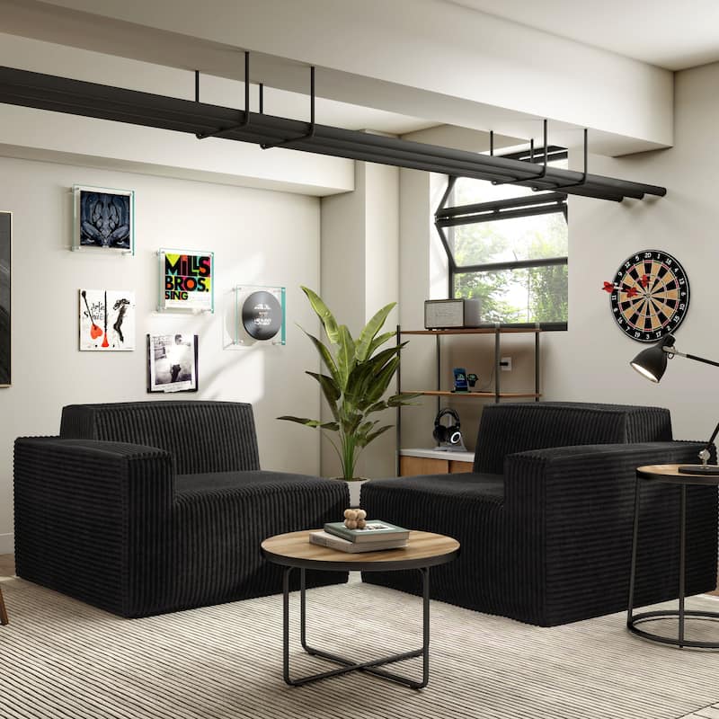 Furniture of America Navir Modern 5-Piece Chenille Foam Modular Sofa and Loveseat Set