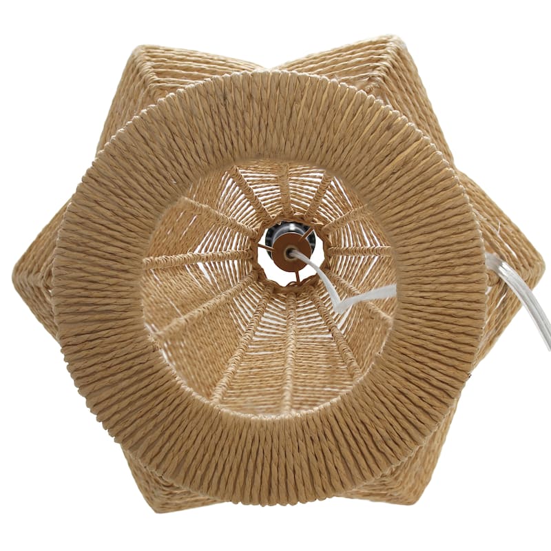 46.75" Tall Rattan Floor Lamp with Linen Shade and Foot Switch Boho Modern Light for Living Room - 10.63”L x 10.63”W x 46.75”H