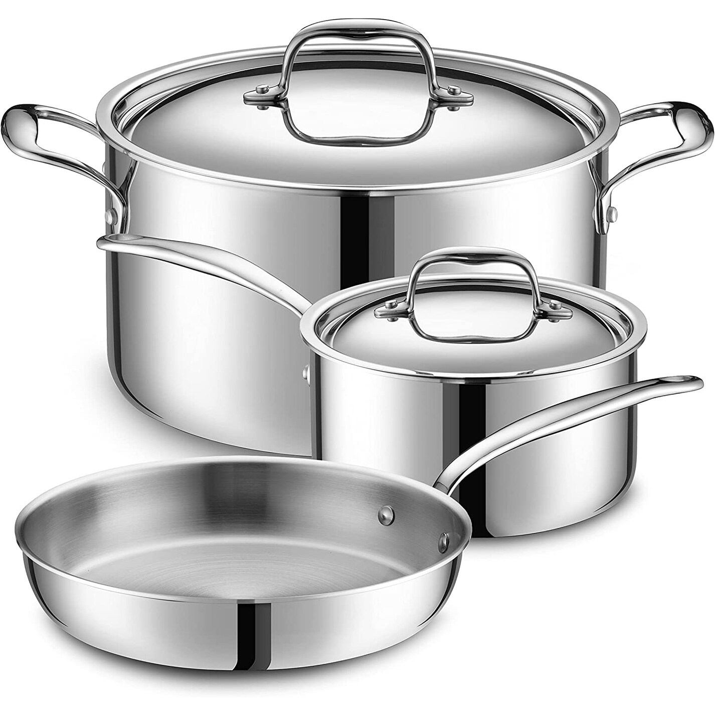 5 Ply 5 pc Small Starter Set Stainless Steel Pots & Pans for Home