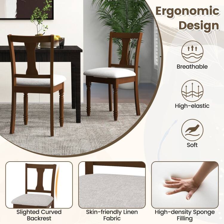 Set of 2 Kitchen Dining Chair with Linen Fabric and Storage Space - 18" x 20.5" x 36" (L x W x H)