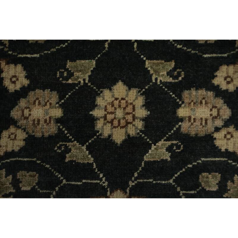Hand Knotted Oriental 100% Wool Carpet Traditional All-Over Black Peshawar Area Rug - 2' 11'' X 1' 10''
