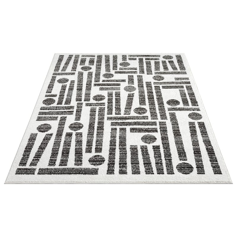 Abani Rugs Nomad Collection NOM110A Cream Grey Geometric Area Rug