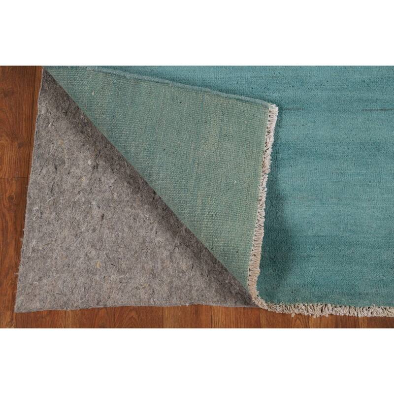 Modern Aqua Gabbeh Oriental Foyer Rug Handmade Wool Carpet - 3'1" x 4'10"