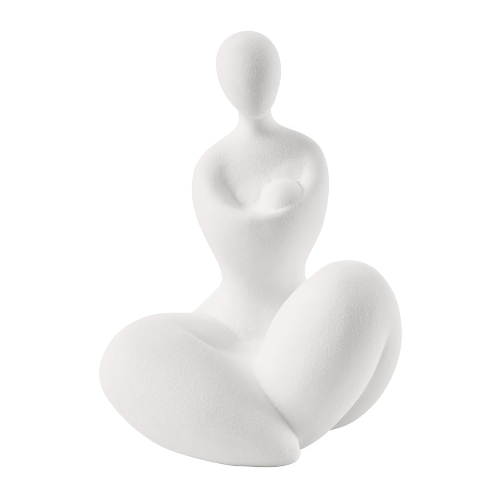 Mother Embracing Child Ceramic Figurine - 7" - Matte White