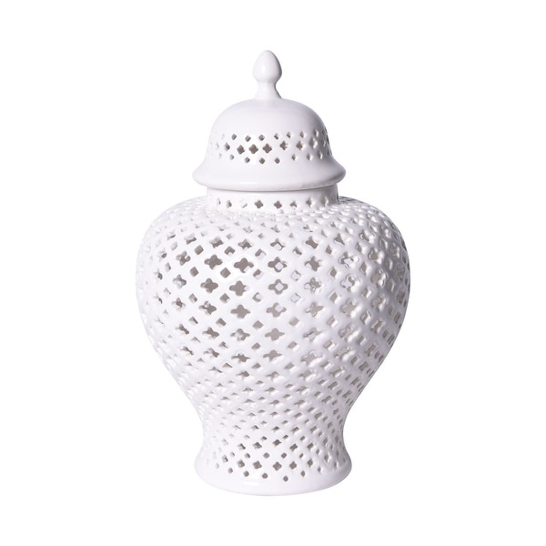 Handmade Medium Lattice Ginger Decorative Jar With Lid Overstock 20645021