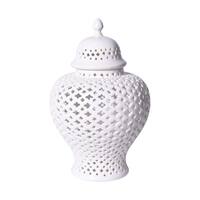 Handmade Medium Lattice Ginger Decorative Jar with Lid