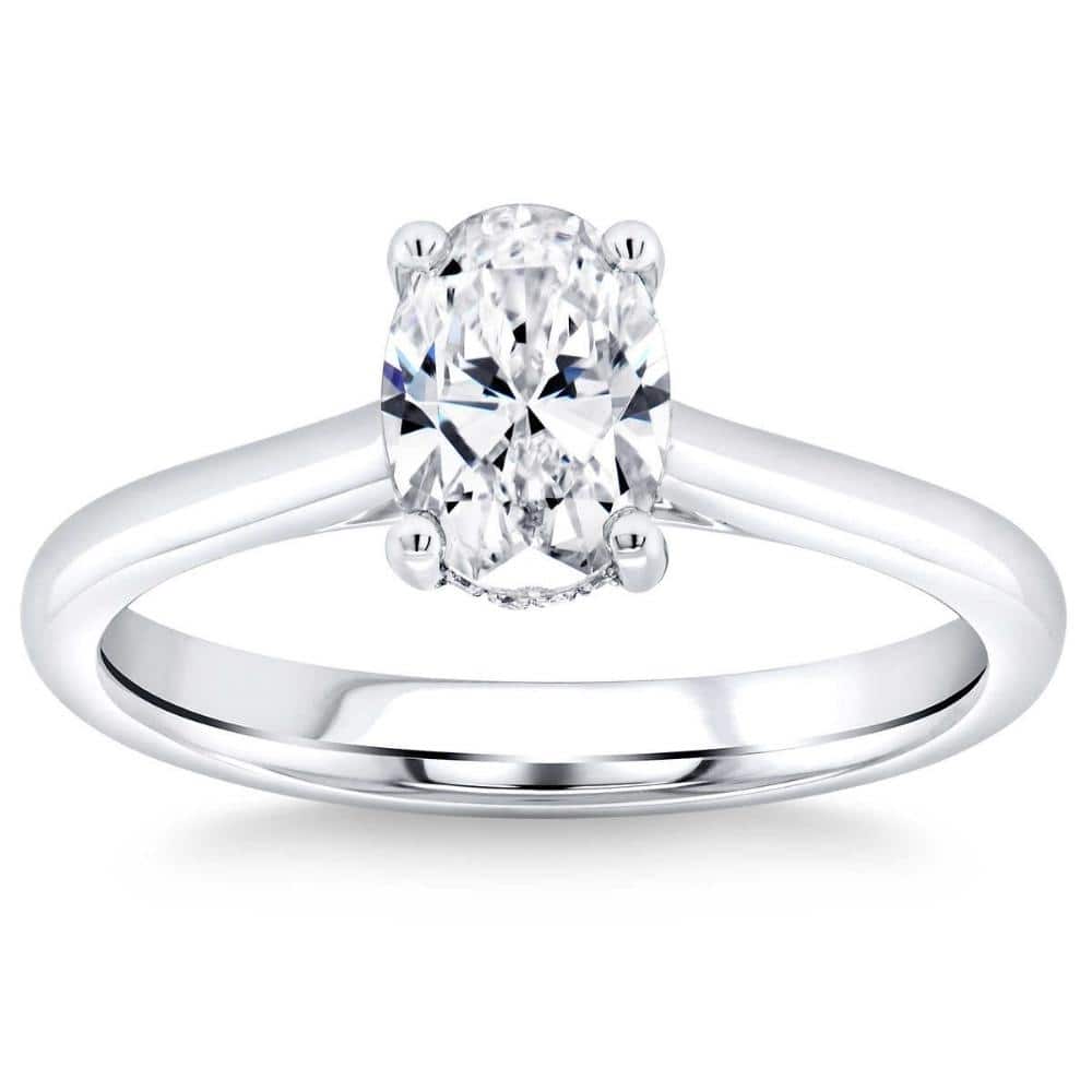 G/VVS 1.30Ct Oval Diamond Solitaire Engagement Ring in White Gold Lab Grown