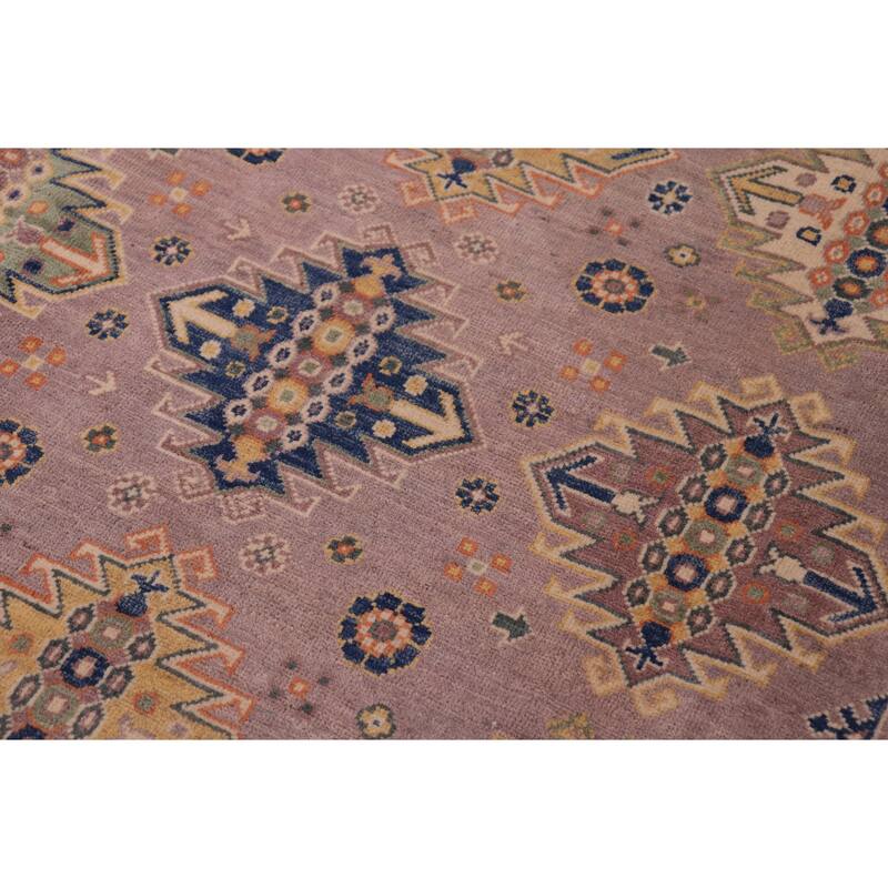 Southwestern Kazak Valery Purple/Beige Wool Rug - 8'0'' x 10'3''
