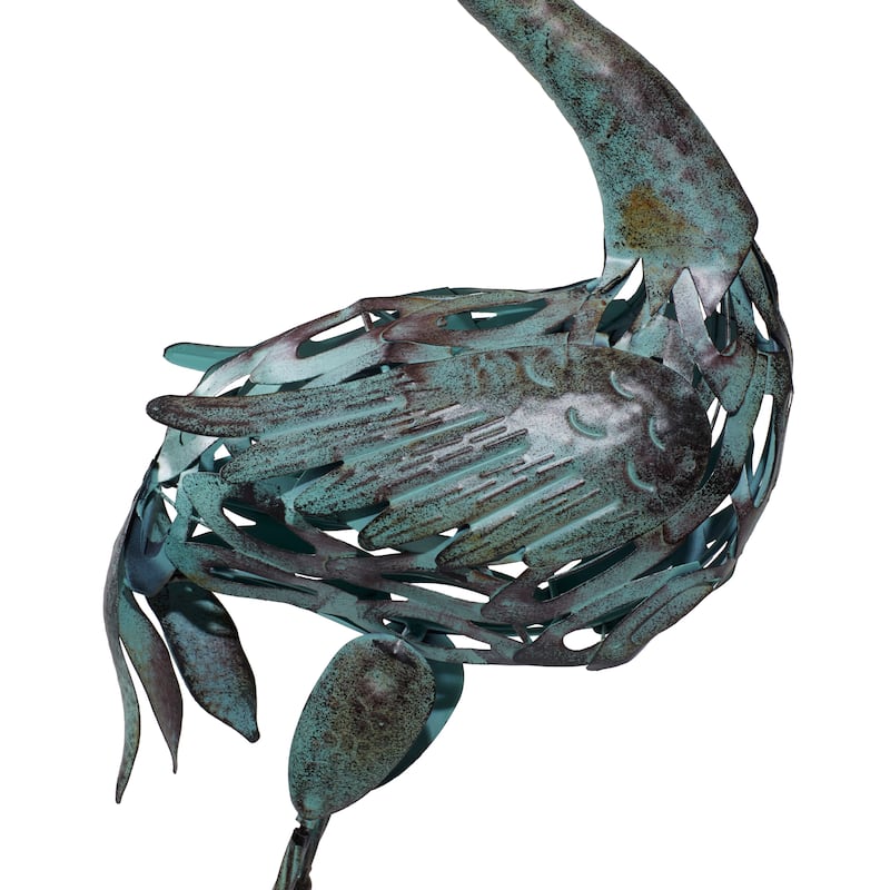 Metal Crane Indoor Outdoor Garden Sculpture - Set of 2 Green - Roche River Decor