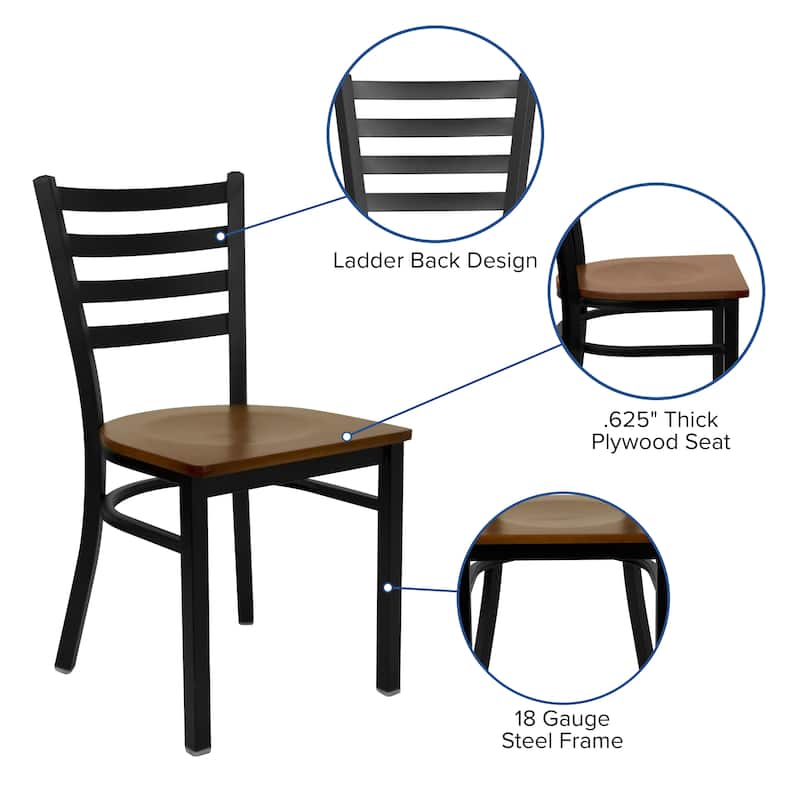 Ladder Back Metal Restaurant Chair - 16.5"W x 17"D x 32.25"H - 16.5"W x 17"D x 32.25"H