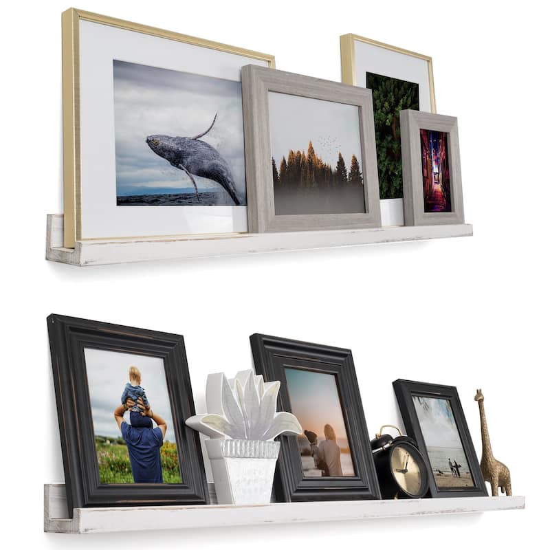 Rustic State Set of 4 Wall Mounted Shelves Picture Ledge 36 Inch