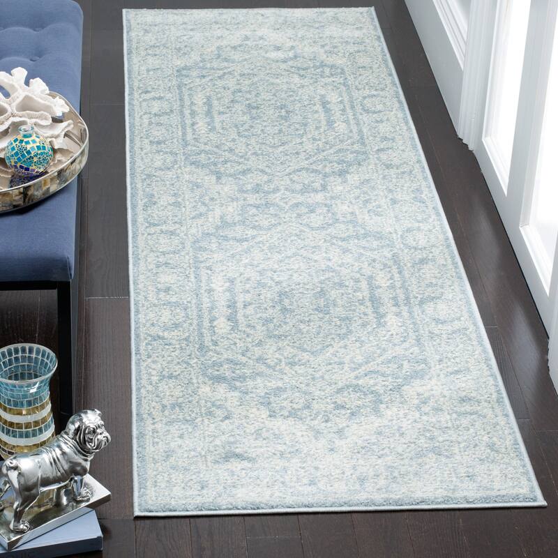 SAFAVIEH Adirondack Cheyenne Rustic Oriental Medallion Rug - 2'6" x 10' Runner - Slate/Ivory