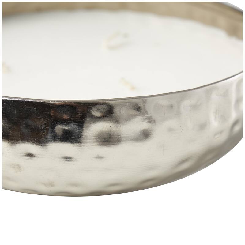 Metal Scented Hammered 20 oz 3 Wick Decorative Candle with White Wax - Gold, Silver, Copper - Roche River Decor