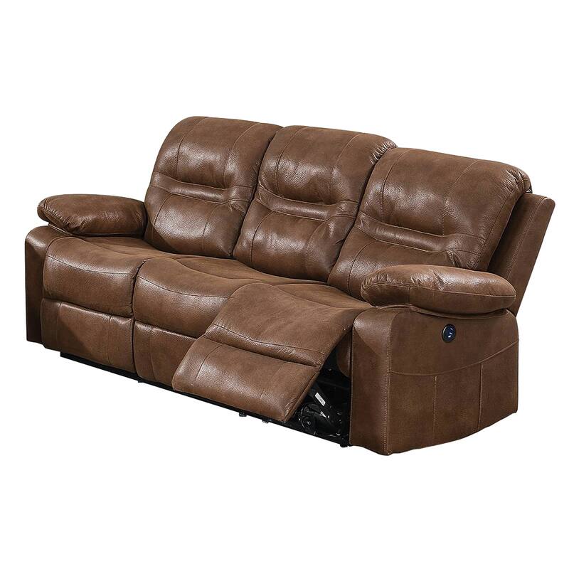Breathable Leatherette Power Sofa - Dark brown
