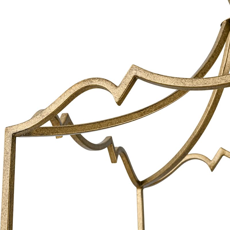 Vintage 4-Light Candle Aged Gold Iron Square Cage Pendant Lantern