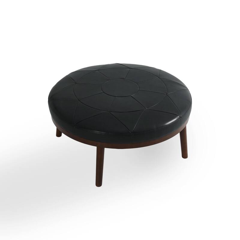 34.5" W Full-Grain Genuine Italian Leather Ottoman Set of 2