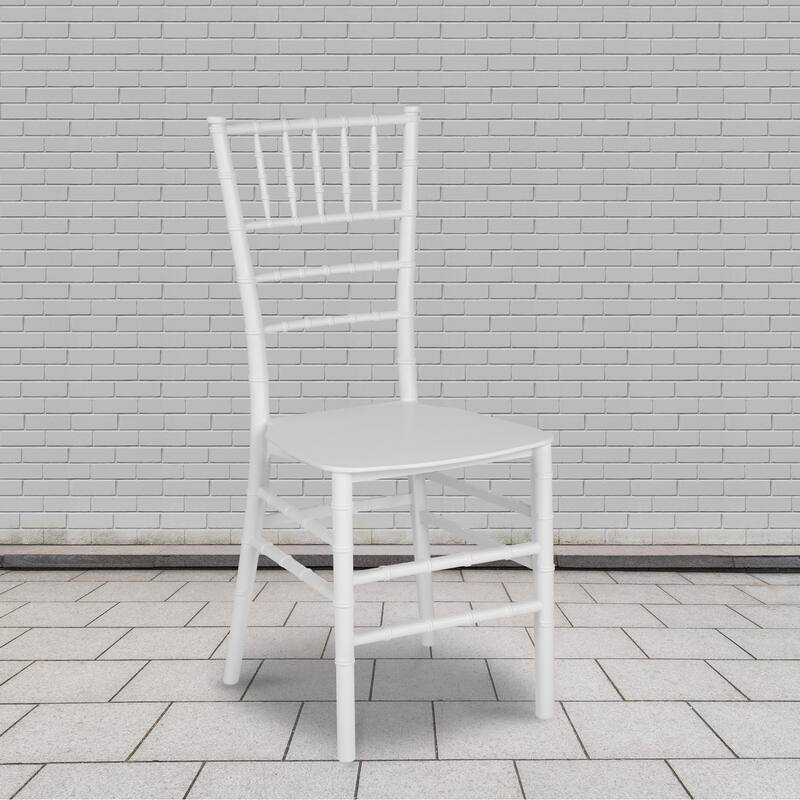 2 Pack Gold Resin Stacking Chiavari Chair - 15"W x 18.75"D x 35"H - 15"W x 18.75"D x 35"H - White