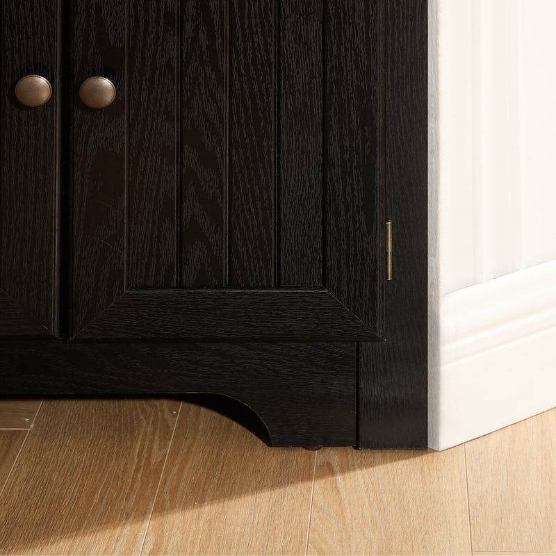 GDF Studio - Farmhouse Corner Cabinet Tall 4-Tier Storage Pantry with 8 Doors.