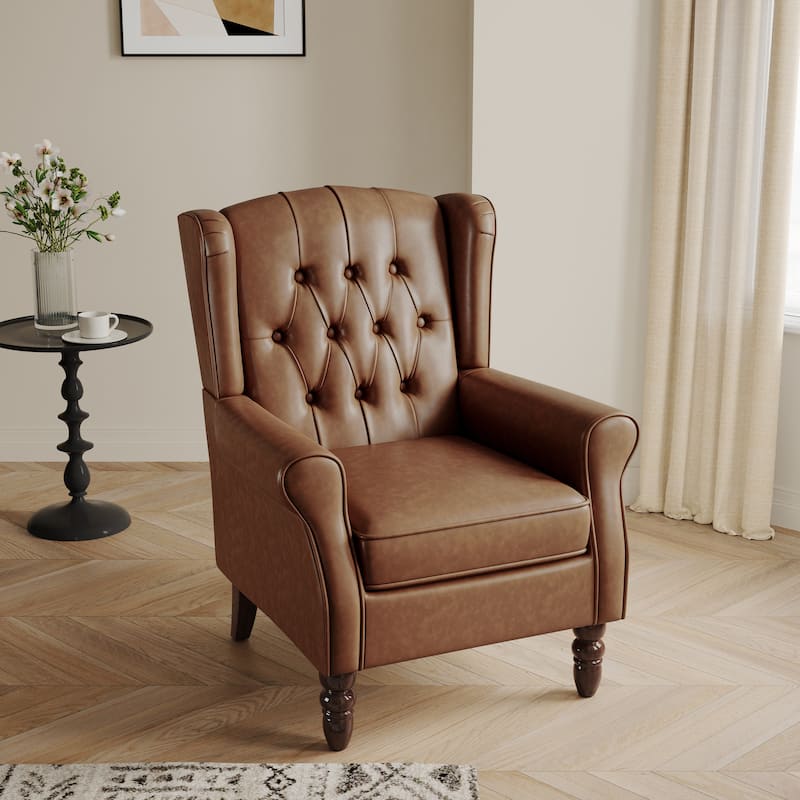 Button-Tufted Accent Chair Wingback Armchair - 38"H