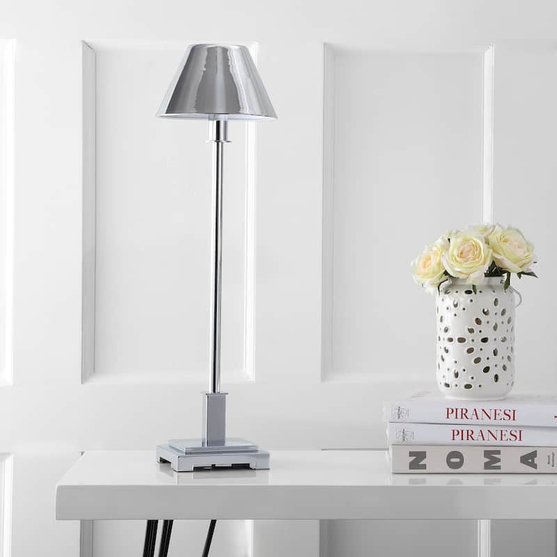 Lafayette 26" Metal Shade LED Table Lamp, Brushed Brass by JONATHAN Y
