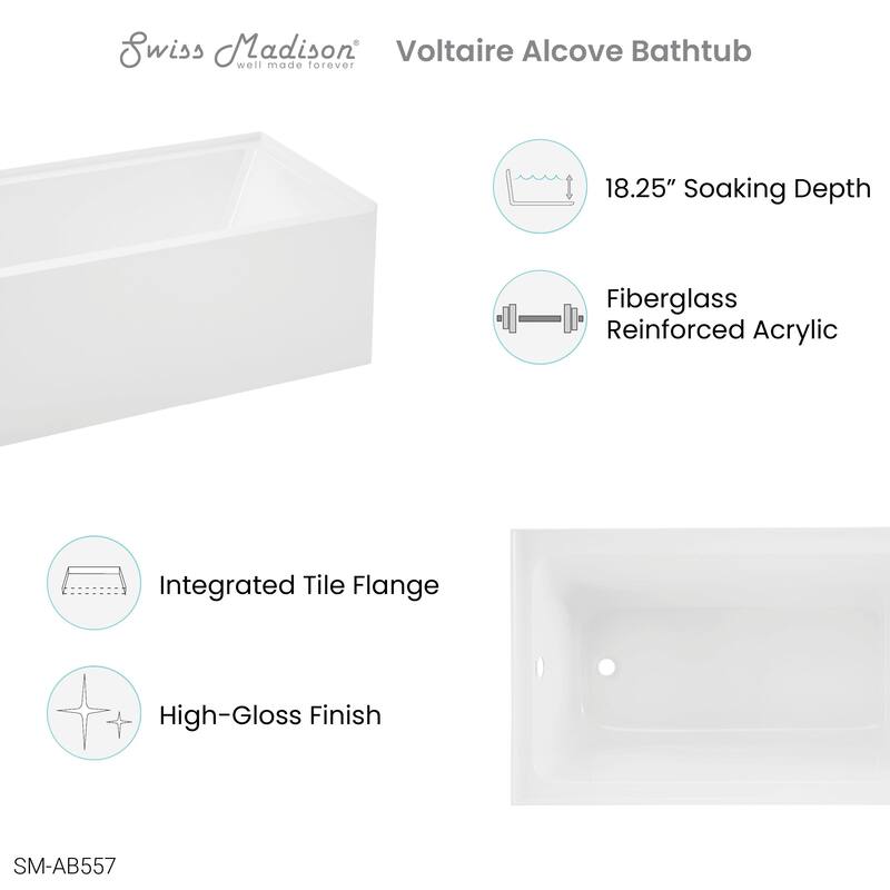 Voltaire 54" X 30" Alcove Bathtub with Apron