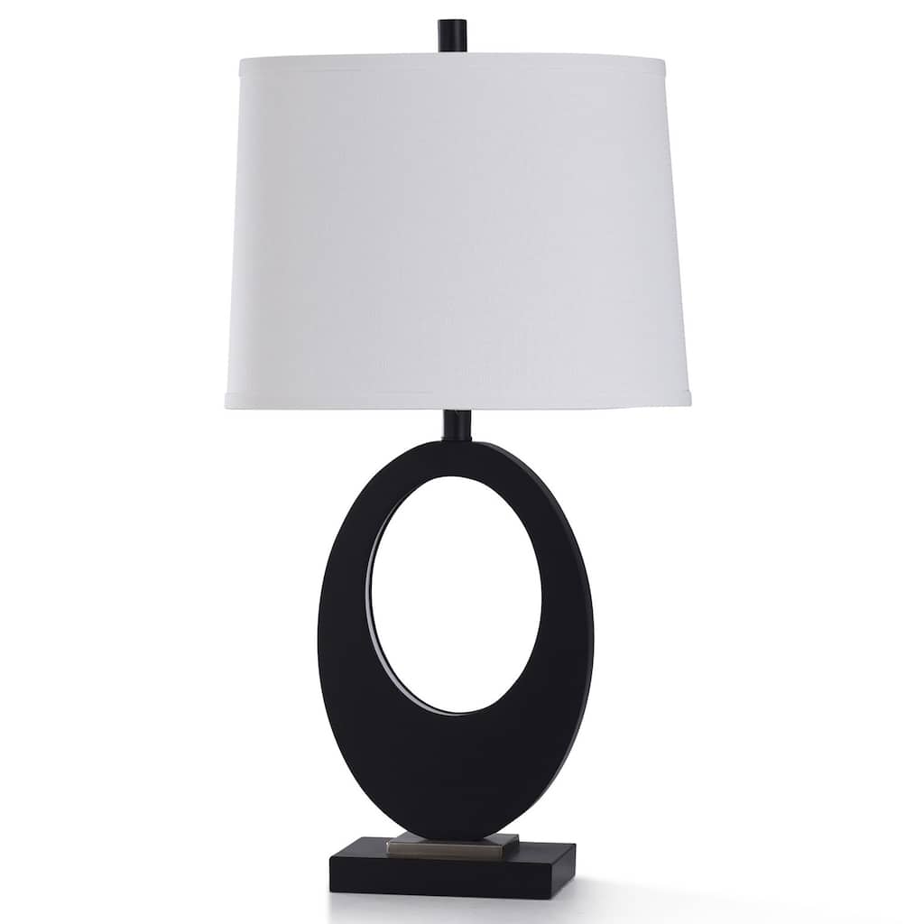 StyleCraft Fabian Black Resin and Brushed Steel Metal Table Lamp