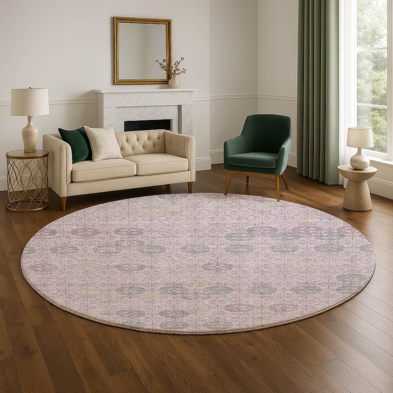 Premium Washable Super Soft Geo Mosaic Mayfield Rug - Plum - 8' x 8'