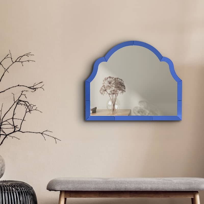 Arch Irregular Blue Glass Frame Decorative Wall Mirror - 20'' H X 24'' W X 0.86'' D
