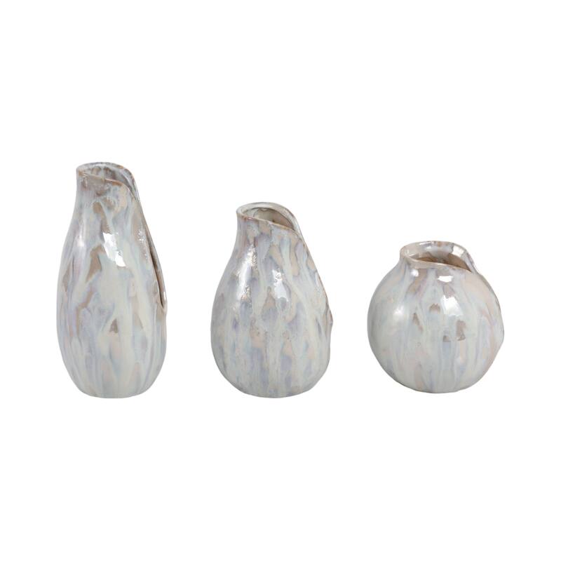 Stoneware Decorative Vases Modern Sleek Sculptural Design (Set of 3)
