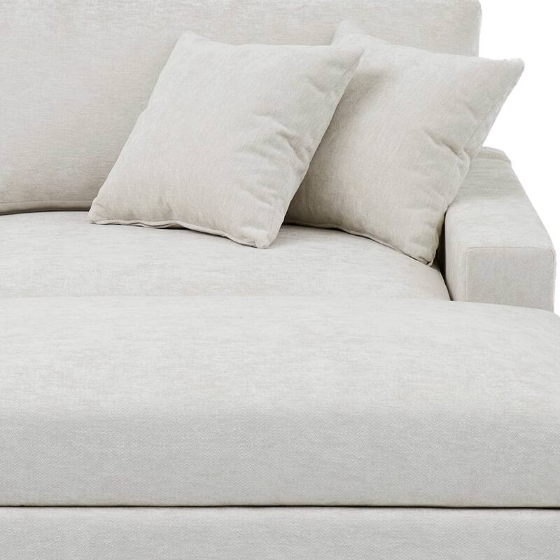 Modern Chenille Chaise Lounge Set with Ottoman