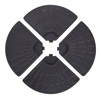 Outdoor 4-Piece 52L Fan-shaped Patio Umbrella Base, HDPE Plastic, Black