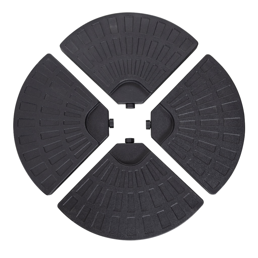 Outdoor 4-Piece 52L Fan-shaped Patio Umbrella Base, HDPE Plastic, Black