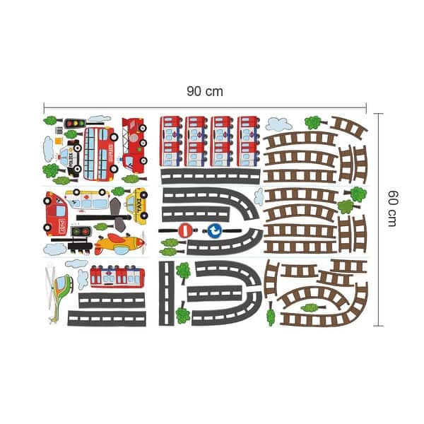 dimension image slide 0 of 3, Walplus Kids Transport Children DIY Wall Sticker Nursery Decor Decal