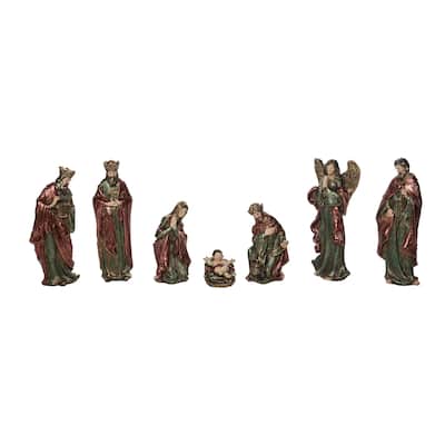 Transpac Resin 7.87 in. Multicolored Christmas Ornate Nativity Decor Set of 7