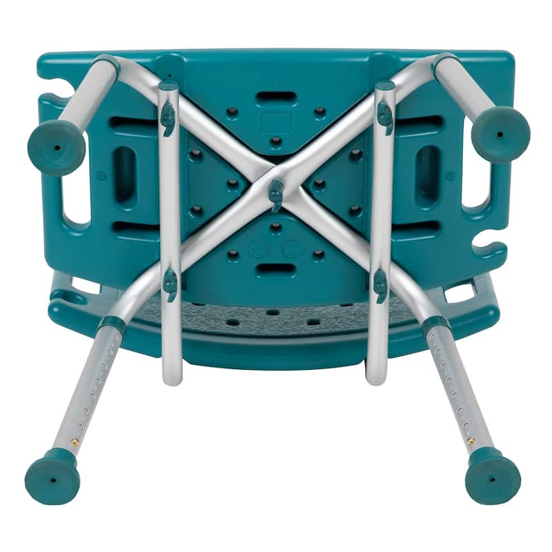 Tool-Free 300 Lb. Capacity, Adjustable Teal Bath & Shower Chair with Large Back