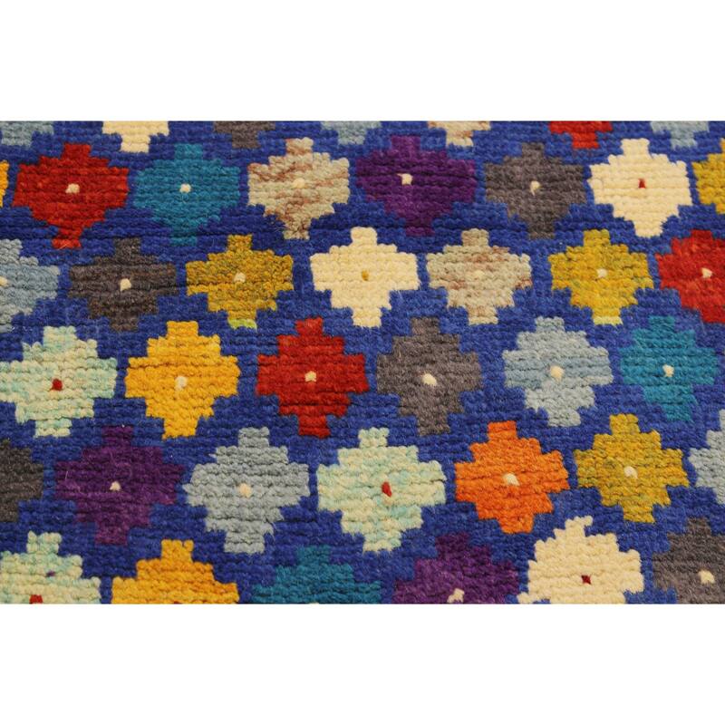 Contemporary Balochi Meyer Blue/Gold Hand Knotted Wool Rug - 4'10'' x 6'8''