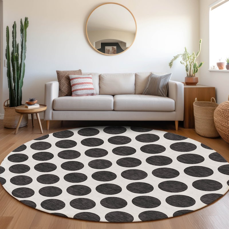 Premium Washable Super Soft Geo Dots Mayfield Rug - Black - 8' x 8'