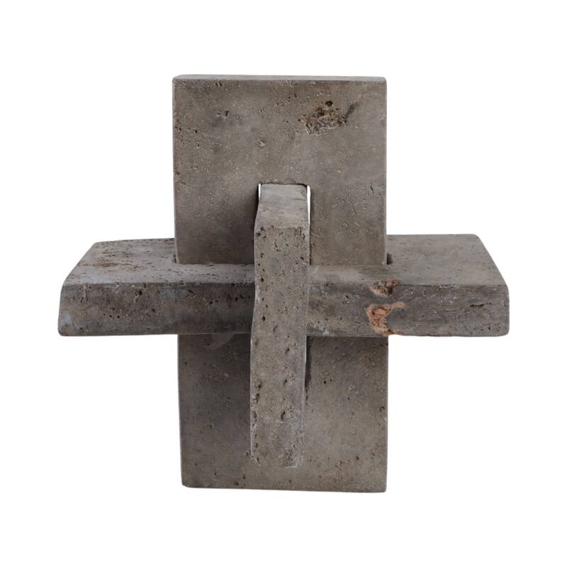 Stone Metal Decorative Object Interlocking Block Geometric Sculpture