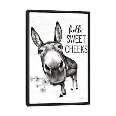 iCanvas "Hello Sweet Cheeks Donkey" by lettered & lined Framed Canvas Print