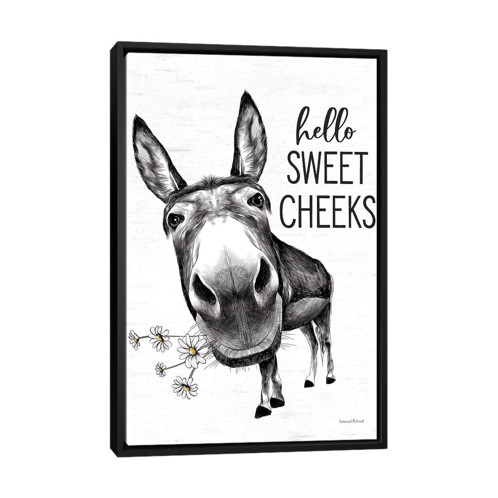 iCanvas "Hello Sweet Cheeks Donkey" by lettered & lined Framed Canvas Print
