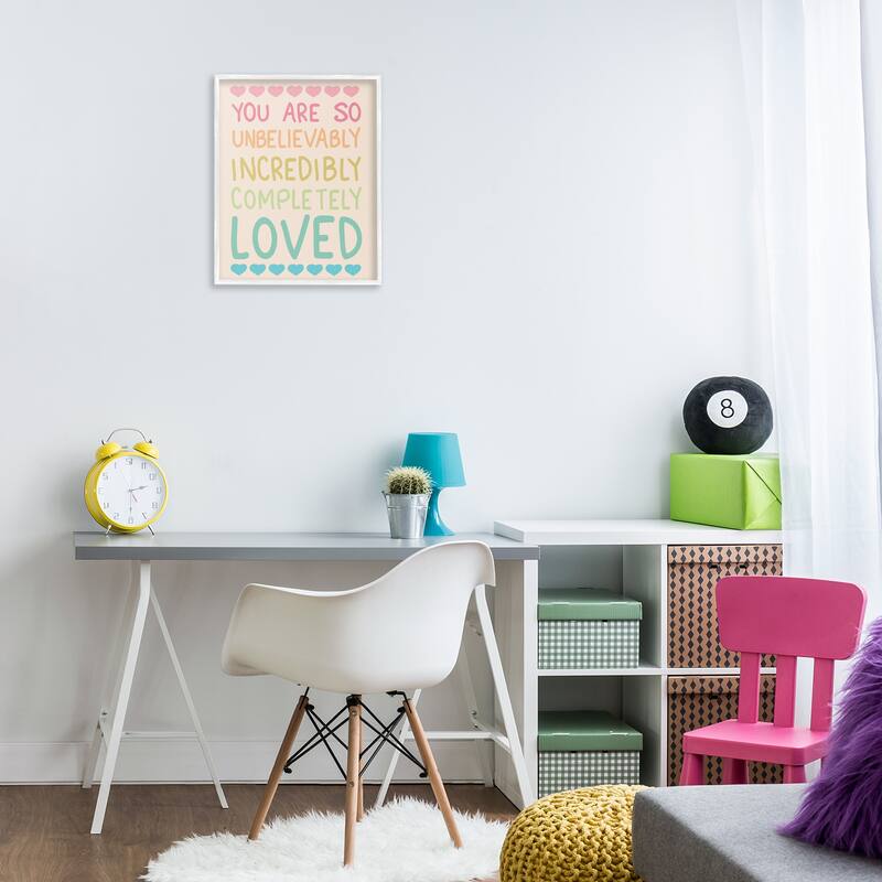 Stupell Completely Loved with Hearts Framed Giclee Art Design By Sweet Melody Designs