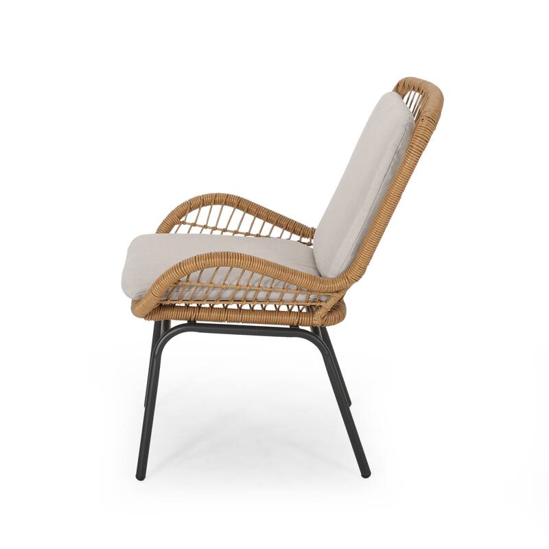 Wicker Club Chairs Set of 2, Patio Chair with Cushions, Metal Legs